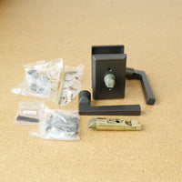 Baldwin Reserve Dark Bronze Taper Lever & Rustic Square Rose- Passage