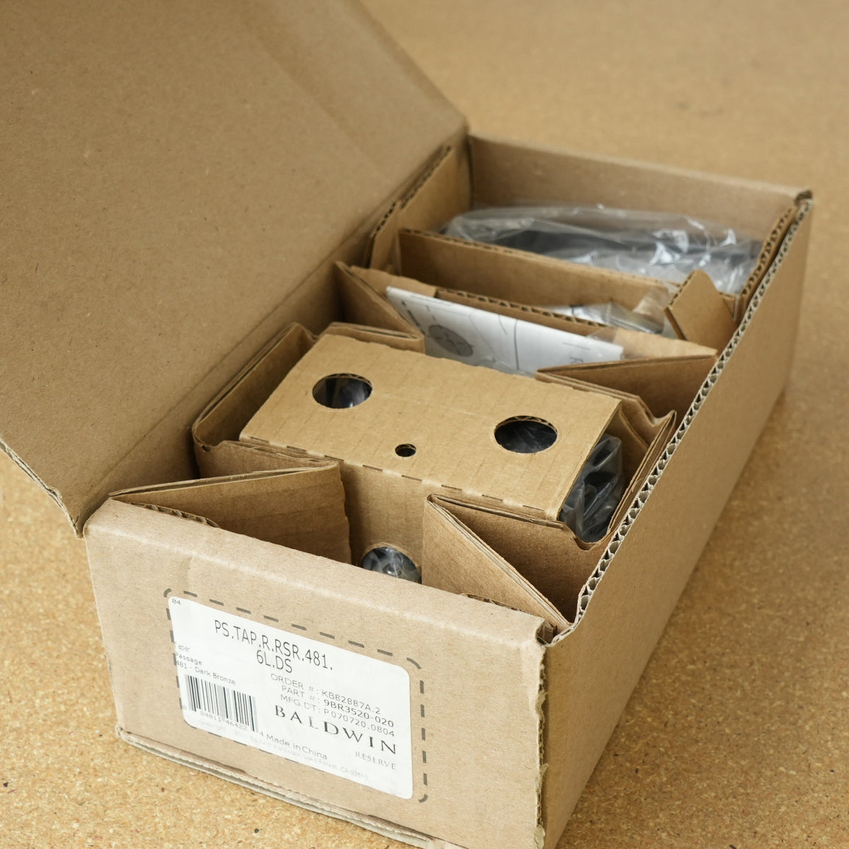 Baldwin Reserve Dark Bronze Taper Lever & Rustic Square Rose- Passage