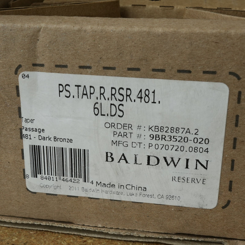 Baldwin Reserve Dark Bronze Taper Lever & Rustic Square Rose- Passage