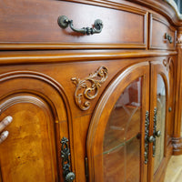 64x19x41-Inch Carved Wood Dresser – Marble Top, Mirrored Cabinet with Lights