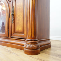 64x19x41-Inch Carved Wood Dresser – Marble Top, Mirrored Cabinet with Lights