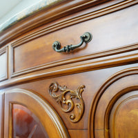 64x19x41-Inch Carved Wood Dresser – Marble Top, Mirrored Cabinet with Lights