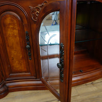 64x19x41-Inch Carved Wood Dresser – Marble Top, Mirrored Cabinet with Lights