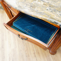 64x19x41-Inch Carved Wood Dresser – Marble Top, Mirrored Cabinet with Lights
