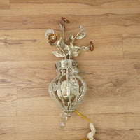 1-Light Bouquet Crystal Wall Sconce in Brass