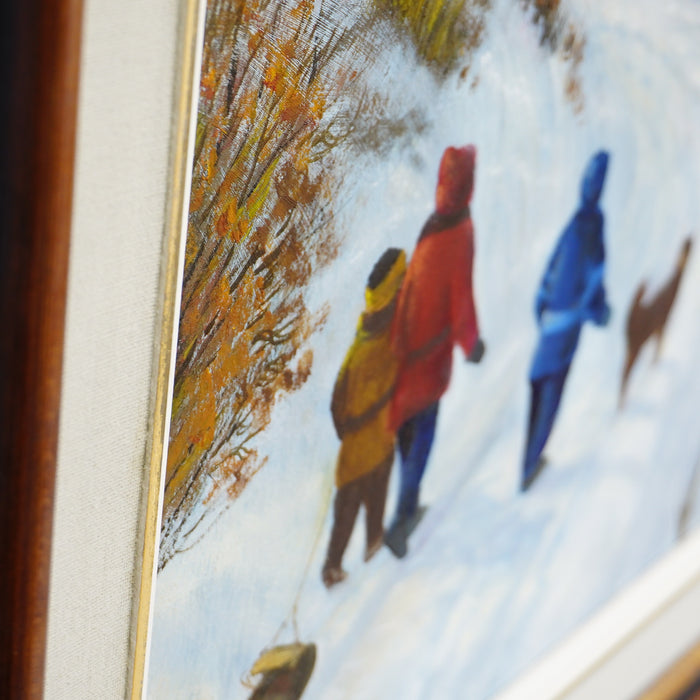24x30-Inch Signed Framed Artwork – Countryside Winter Scene