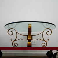 39x16-Inch Round Glass-Top Table – Ornate Metal Base