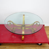 39x16-Inch Round Glass-Top Table – Ornate Metal Base