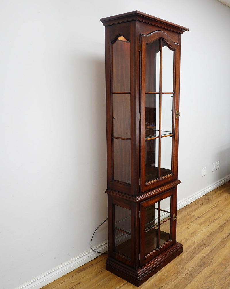 26x14x78-Inch Tall Wood Curio Cabinet – Glass Doors & Shelves