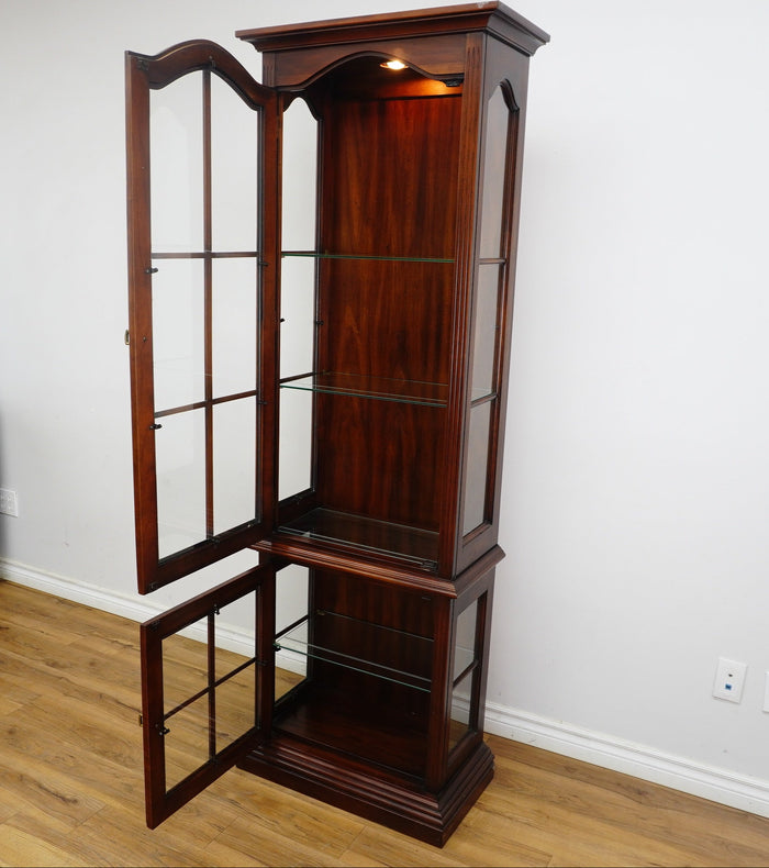 26x14x78-Inch Tall Wood Curio Cabinet – Glass Doors & Shelves