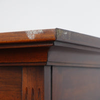 Mahogany Glass Curio Cabinet – 80" Tall Lit Interior, Ornate Carvings, 5 Shelves