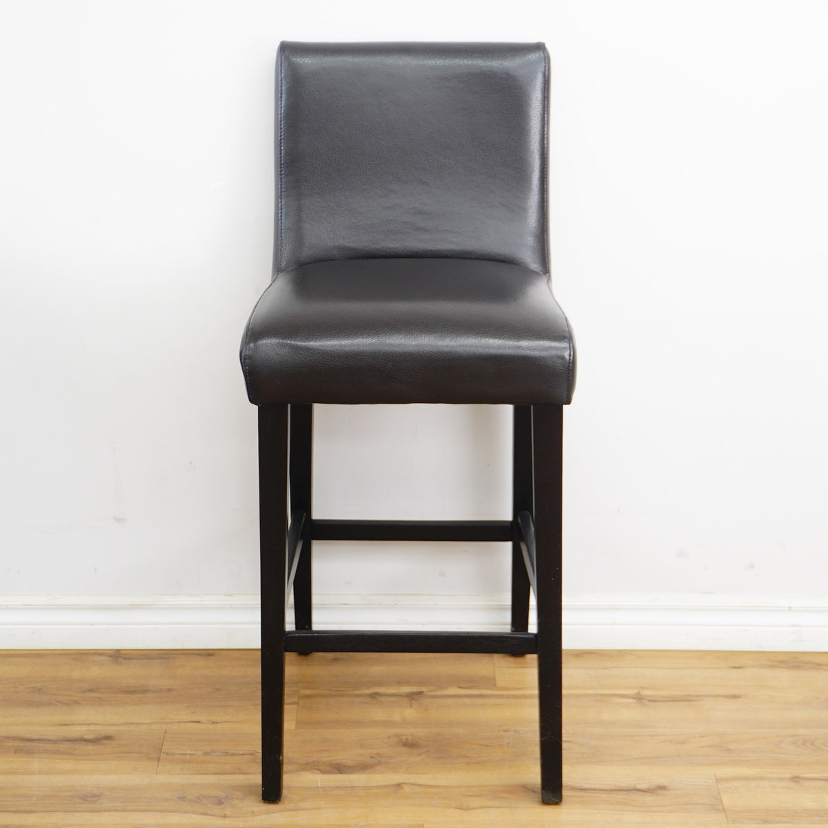 19x21x42-Inch – Black Leather Upholstered Bar Stool – High Backrest