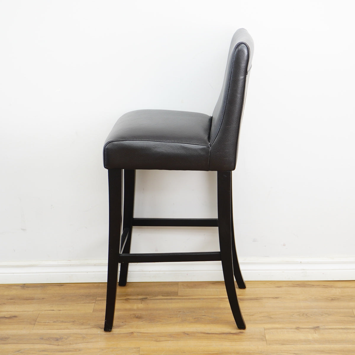 19x21x42-Inch – Black Leather Upholstered Bar Stool – High Backrest