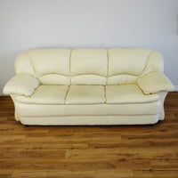 3-Seater Cream Leather Sofa