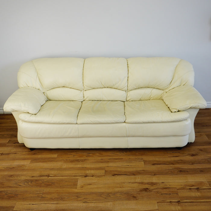 3-Seater Cream Leather Sofa