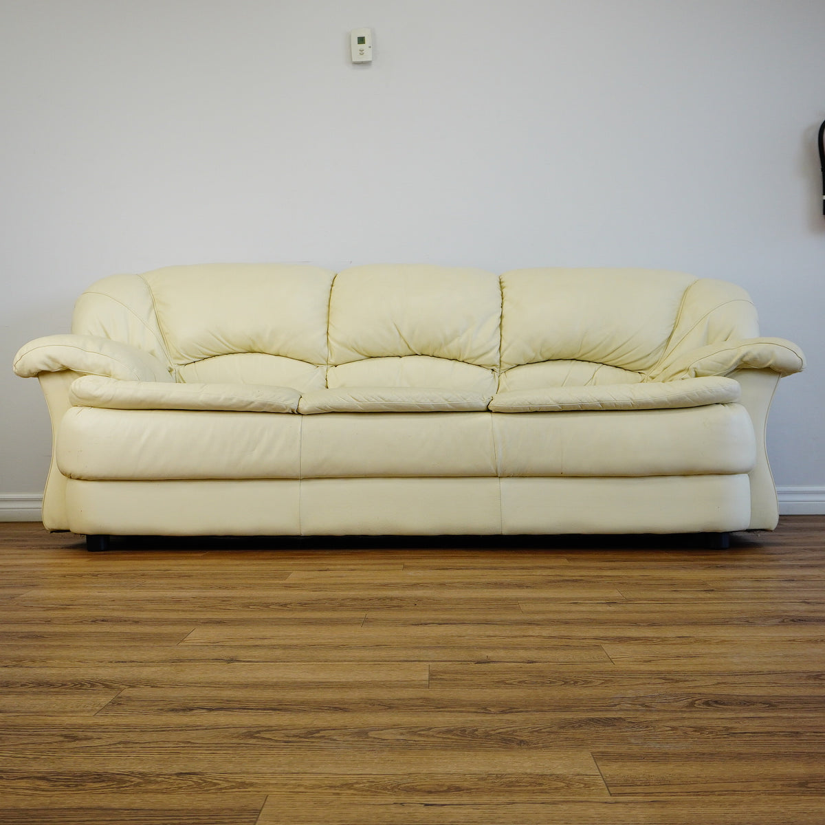 3-Seater Cream Leather Sofa