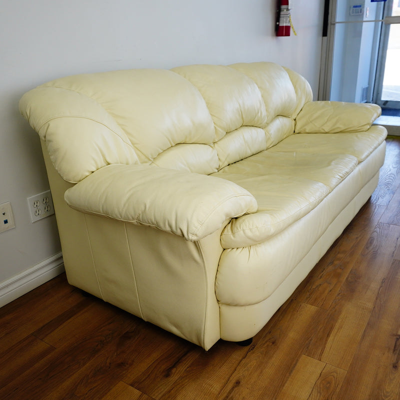 3-Seater Cream Leather Sofa