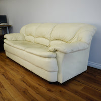 3-Seater Cream Leather Sofa