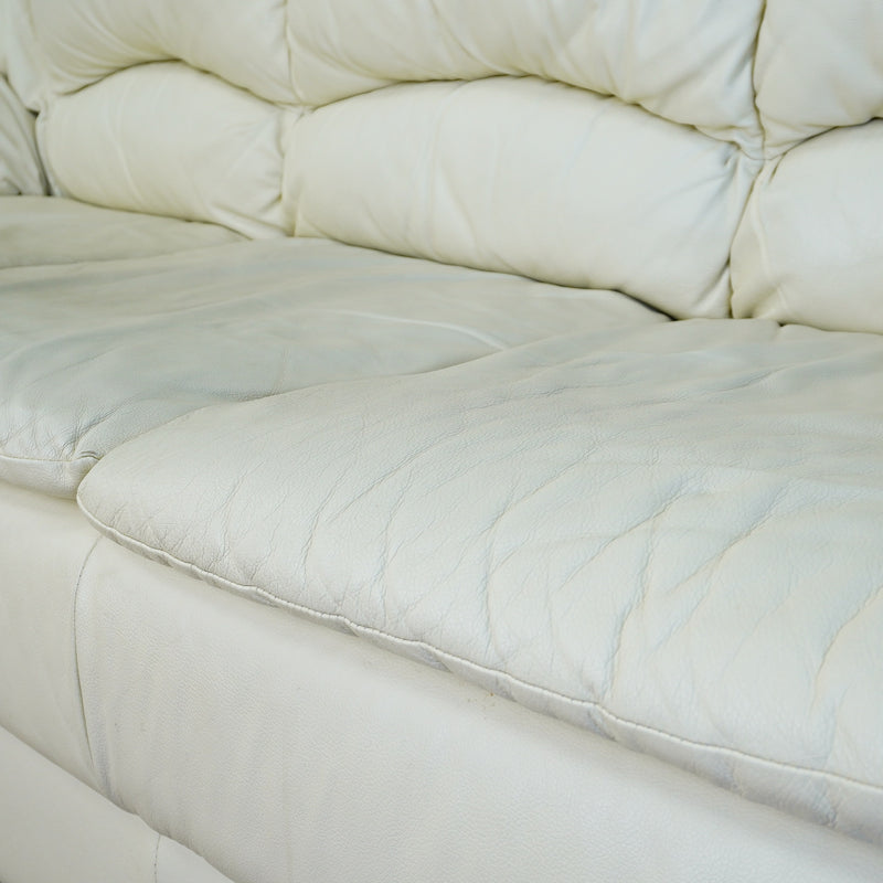3-Seater Cream Leather Sofa