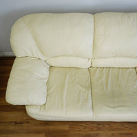 3-Seater Cream Leather Sofa