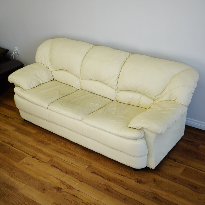 3-Seater Cream Leather Sofa