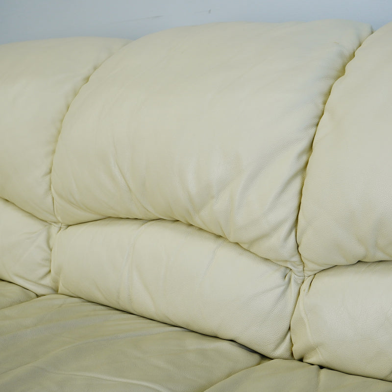3-Seater Cream Leather Sofa