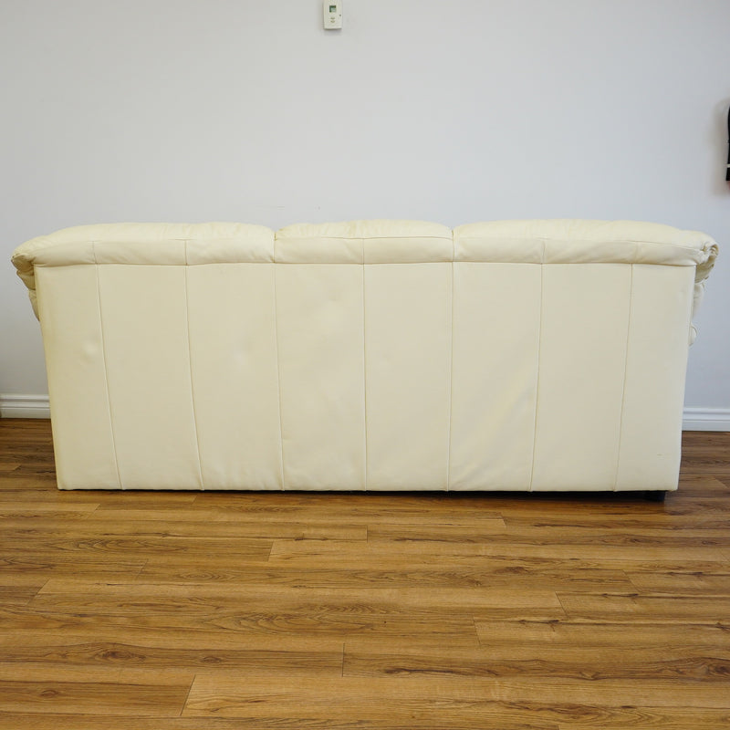 3-Seater Cream Leather Sofa