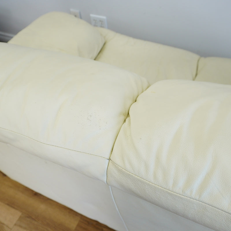 3-Seater Cream Leather Sofa
