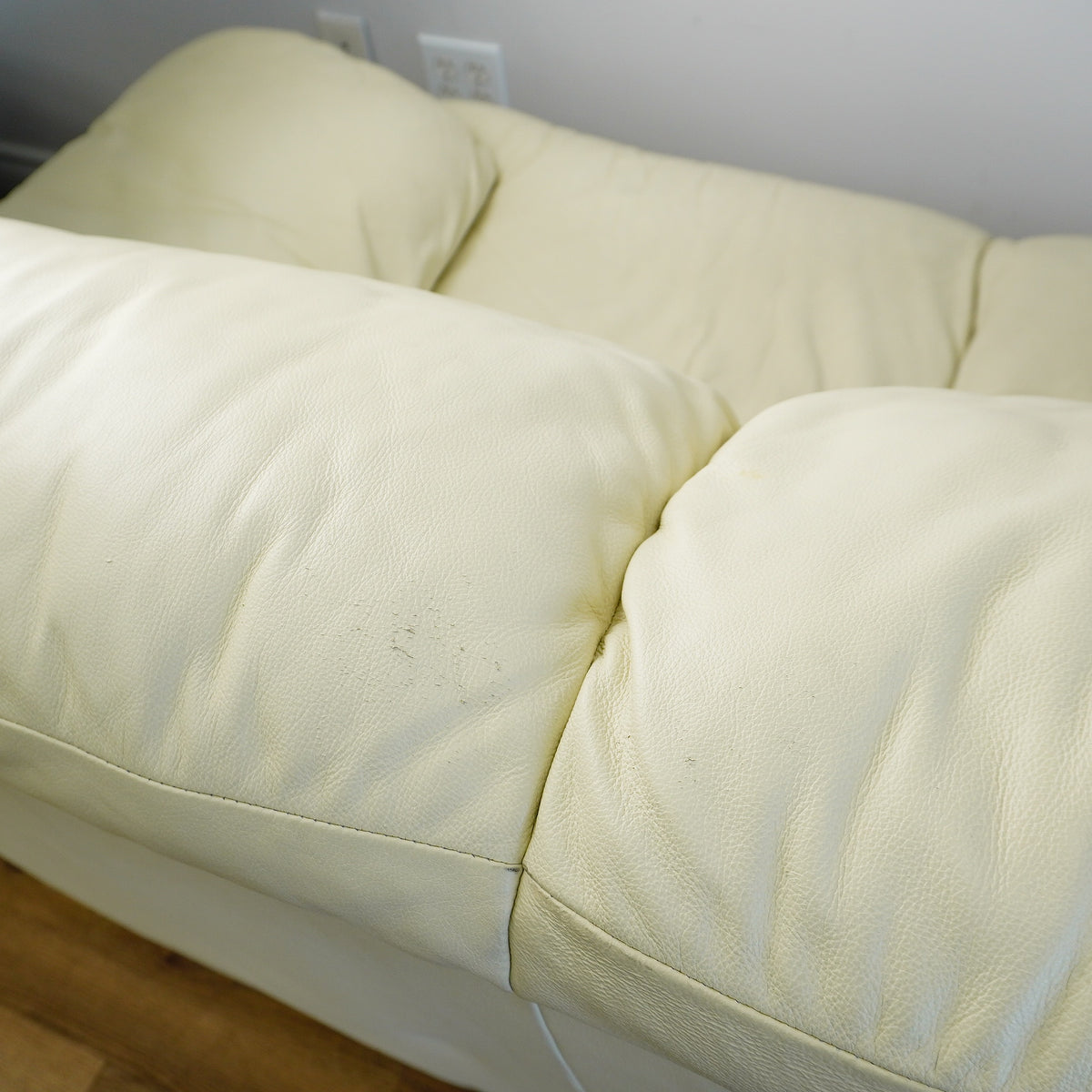 3-Seater Cream Leather Sofa