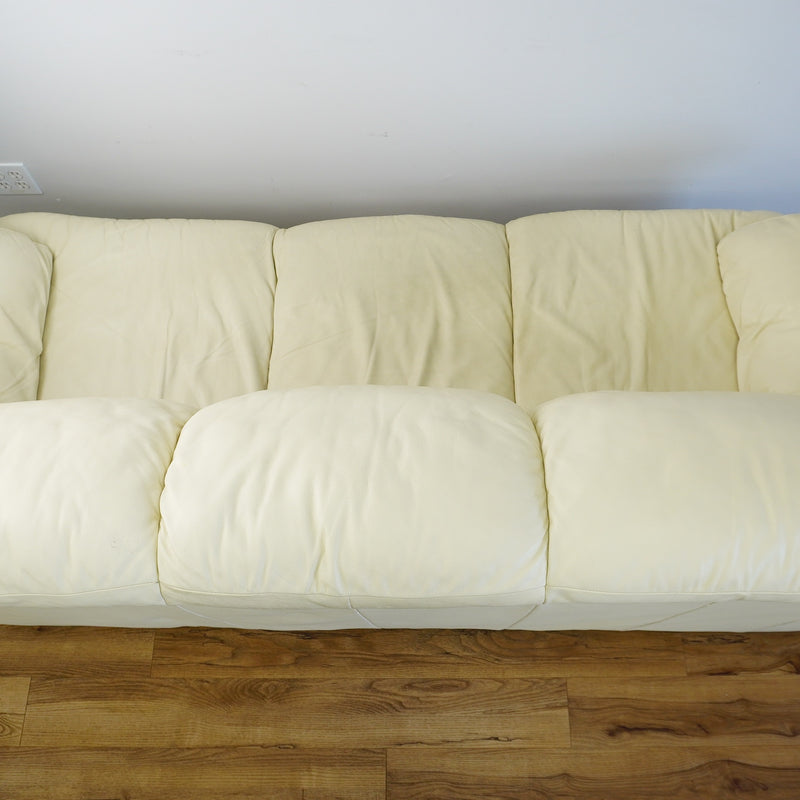 3-Seater Cream Leather Sofa