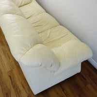 3-Seater Cream Leather Sofa