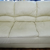 3-Seater Cream Leather Sofa