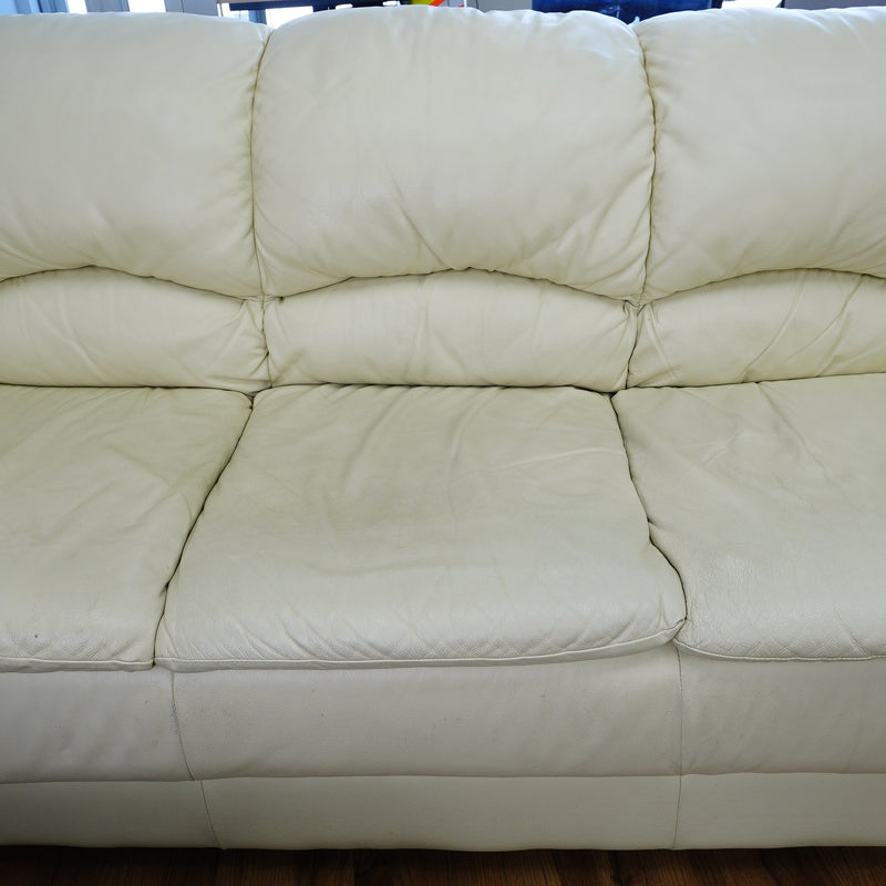 3-Seater Cream Leather Sofa
