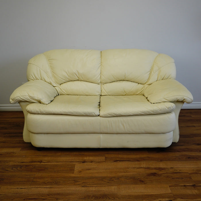 2-Seater Cream Leather Sofa