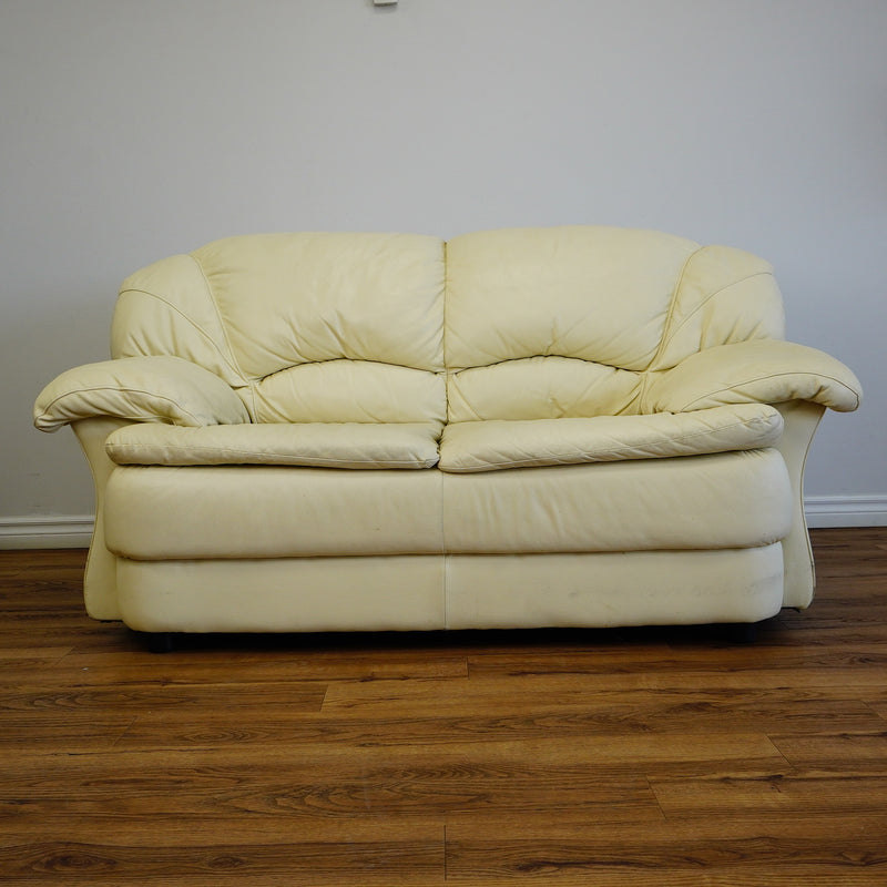 2-Seater Cream Leather Sofa