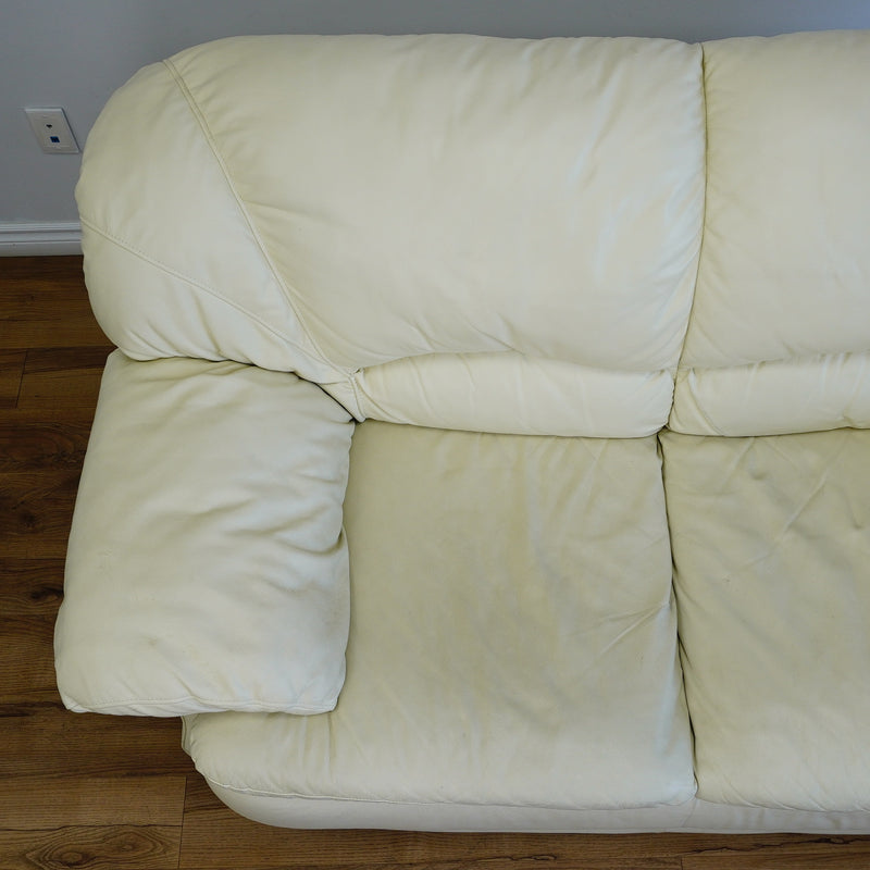 2-Seater Cream Leather Sofa