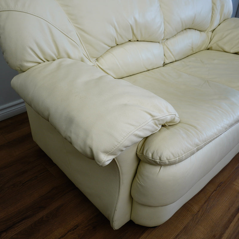 2-Seater Cream Leather Sofa