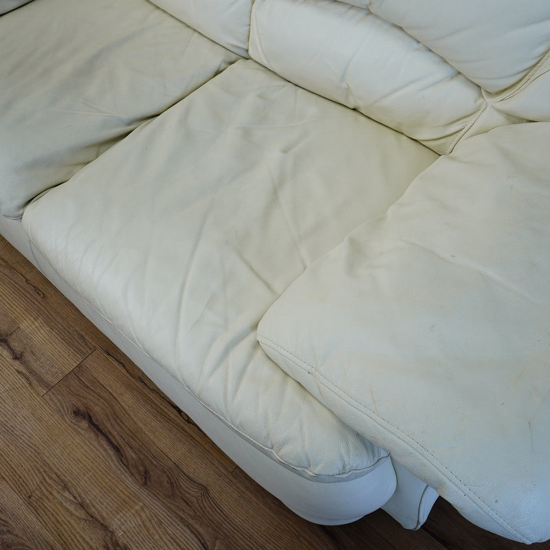 2-Seater Cream Leather Sofa