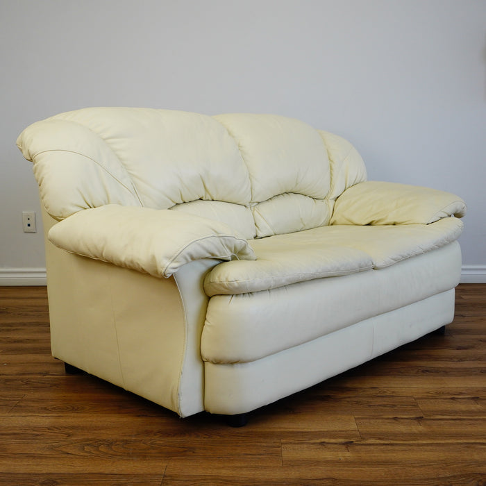 2-Seater Cream Leather Sofa