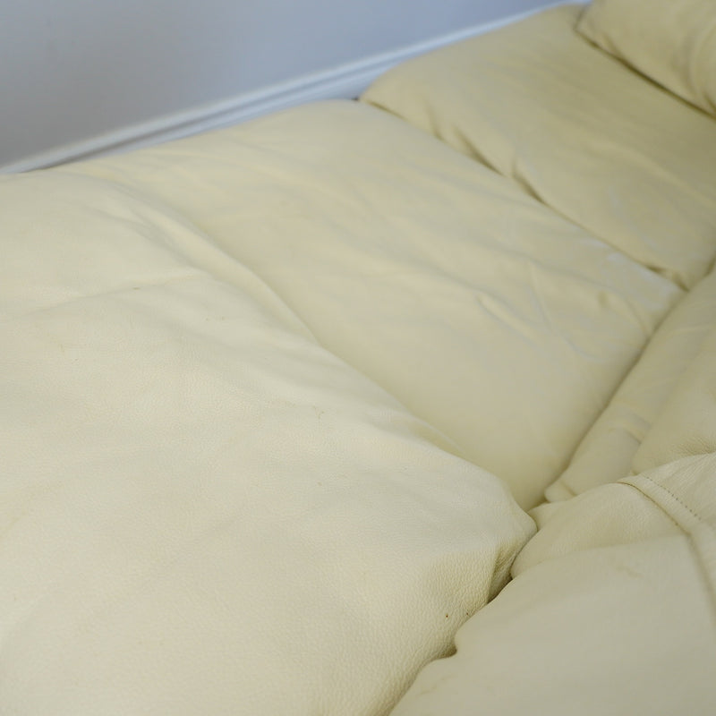 2-Seater Cream Leather Sofa