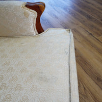 Vintage Tufted Cream Flora Upholstered Armchair with Wooden Frame