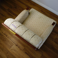 Vintage Tufted Cream Flora Upholstered Armchair with Wooden Frame