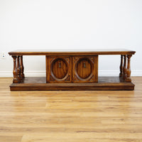 61x21x19-Inch – Grainy Wood Double-Sided Console w/ Doors & Columns