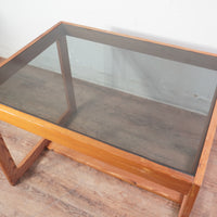 27-inch Wooden Coffee Table w/ Glass Top