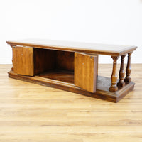 61x21x19-Inch – Grainy Wood Double-Sided Console w/ Doors & Columns
