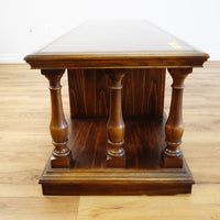 61x21x19-Inch – Grainy Wood Double-Sided Console w/ Doors & Columns