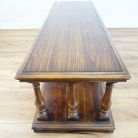 61x21x19-Inch – Grainy Wood Double-Sided Console w/ Doors & Columns