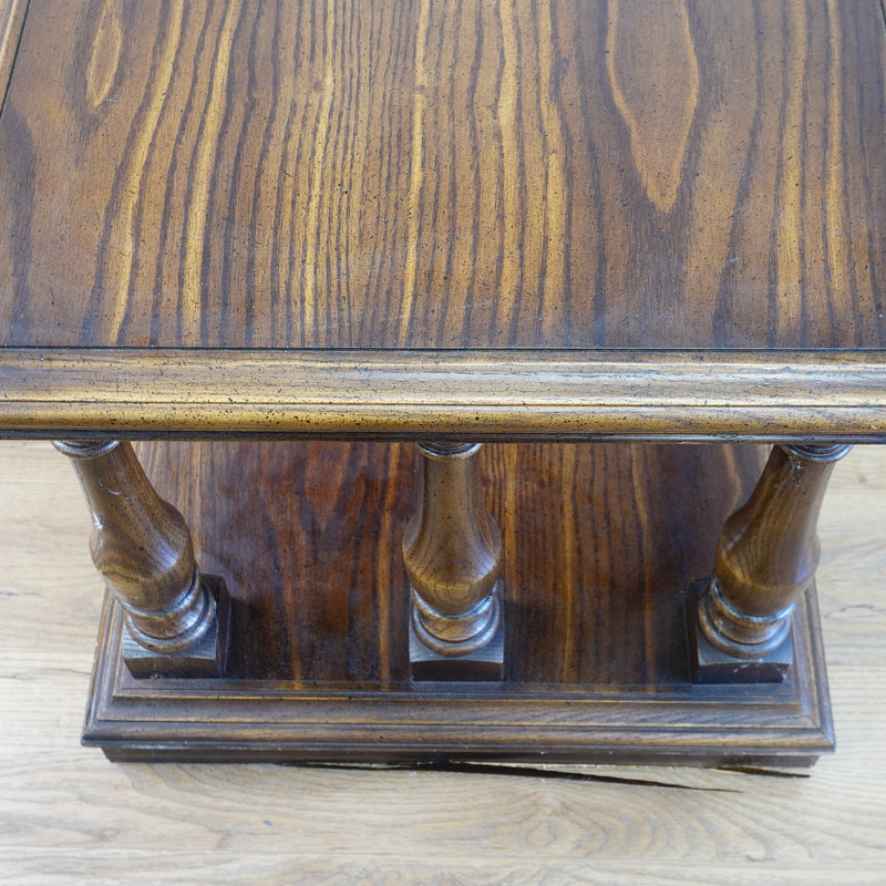 61x21x19-Inch – Grainy Wood Double-Sided Console w/ Doors & Columns