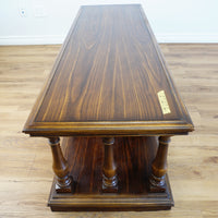 61x21x19-Inch – Grainy Wood Double-Sided Console w/ Doors & Columns