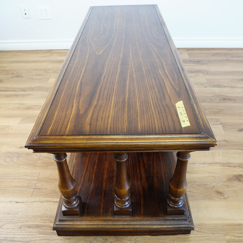 61x21x19-Inch – Grainy Wood Double-Sided Console w/ Doors & Columns